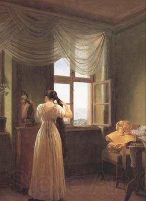 Georg Friedrich Kersting Woman before a Mirror (mk10) Norge oil painting art